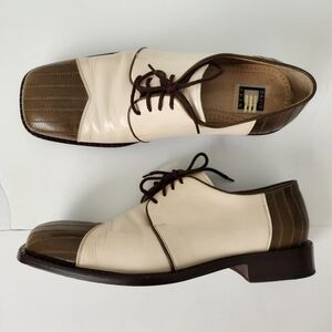 David Eden Two-Tone Leather CapToe Lace-Up Oxford Derby 10.5 Mens